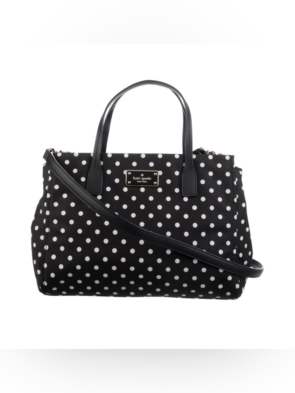 Kate Spade ♠️- EUC-Black/Blue/White Polka Dot Small Loden Blake Avenue Nylon Bag